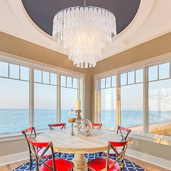 TOCHIC Capiz Shell Chandelier, 6-Light Chandelier for Dining